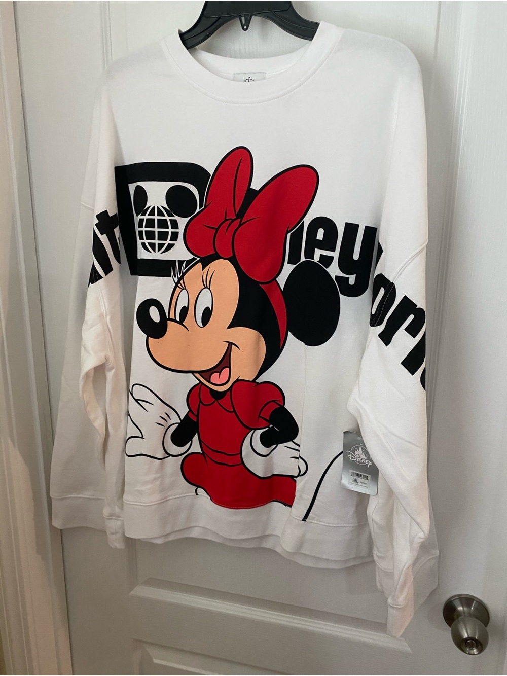Disney White Crewneck Sweatshirt with Black Logo